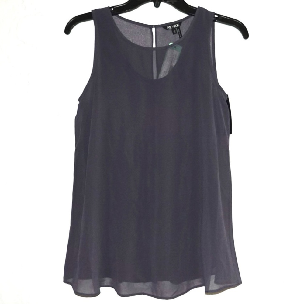 NIC+ZOE Slate Sleeveless Sheer Overlay Tank Top – Size‎ XS